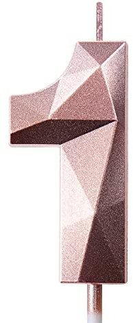 Geburtstagskerzen Zahlen Kerze 1 Tortendeko 1. Geburtstag Mädchen Kerzen Geburtstag Roségold 0-9 Zahlen Geburtstagskerzen für Torte
