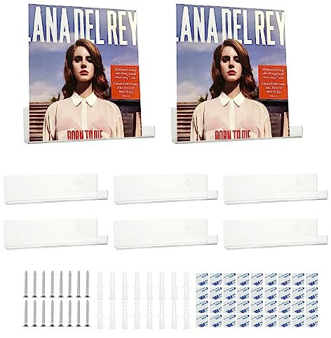 APACALI 8PCS 12 Inch Vinyl Shelf, Vinyl Wall Mount, Clear Vinyl Shelves, Acrylic Record Display Holder, Wall Mounted Display Shelf for Vinyl Record, Decoration, 30.5 x 4.3 x 4.3cm