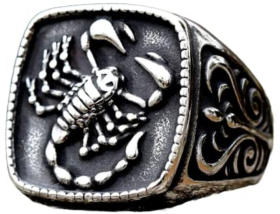 BEDT Ring Skorpion 3D Runde Detaillierte Geweih Tier Männer Ring Für Jugendlich Schmuck