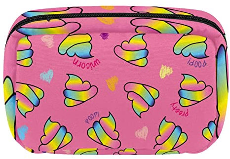 Petite trousse de maquillage pour femme - Trousse de toilette de voyage avec fermeture éclair - Motif mignon et amusant - Motif Winnie l'ourson arc-en-ciel, multicolore, 17.5x7x10.5cm/6.9x4.1x2.8in
