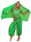 TiaoBug Damen Prinzessin Kostüm Set Pailletten Crop Top + lange weite Hose + Stirnband mit Strass Verkleidung für Karneval Fasching Cosplay Party Tanz Grün Bauchtanz Set Einheitgröße