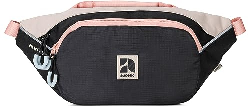 Audetic Sac Banane Femme & Homme Noir Rosé - Drip - Sacoche de Ceinture Bandoulière pour la Randonnée, Festival, Voyage & Sport - Chic Petit Sac à Main pour Vacances - Déperlant