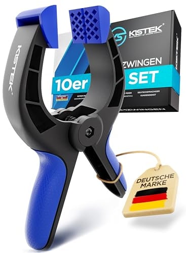 KISTEK® Klemmzwingen Set [10 Stück] - Federklemmen mit über 8cm Spannweite und starker Spannkraft - Klammern zum Leimen von Holz, Metall, etc. - Ideal zum Klemmen bei Fotografie, Pool & Werkstatt