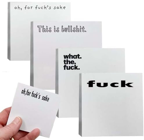 REYROB 4 Set of 200 Funny Sticky Note, Fuck Black Sticky Notes, What The Fuck Sticky Pad, Snarky Novelty Office Supplies for Friends Co-Workers Boss (4 Set)