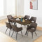 CLIPOP Essgruppen Esstisch mit 6 Stühlen,Holz Rechteckig Küchentisch 140cm und PU Leder Esszimmerstühle 6er Set,Retro Style Tisch Armlehnstuhl Sitzgruppe für Wohnzimmer Esszimmer Küche (Braun+Braun)