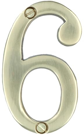 Brass House Number 6 Door Sign 70mm Plaque Street Home Address Mail Letter