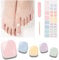 Foyute Semi Cured Gel Nail Strips 32 Pcs,Toenail Wraps Soft Self-Adhesive Gel Pedicure Stickers Salon-Quality,Long Lasting,Easy to Apply & Remove,with Nail File & Wooden Cuticle Stick