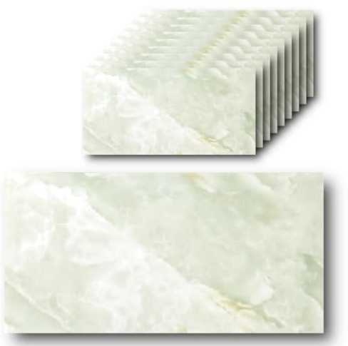 HOOZ 10x Fliesenaufkleber Marmor grün - 60 x 30 cm - Selbstklebende Fliesen 10 Stück - Klebefliesen für Küchenrückwand - Wandpaneele Küche Wanddeko Schlafzimmer Wohnzimmer Badezimmer