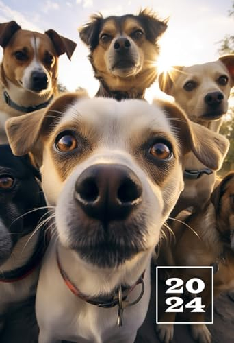 2024: A6 Terminkalender für Katzenliebhaber | 1 Woche auf 2 Seiten Wochenplaner | Mini Buchkalender mit Datum | Einfach, Klein & Kompakt | Motiv Hund