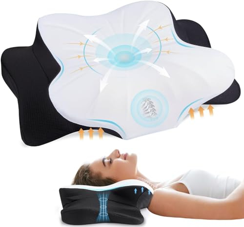 DONAMA Kissen Ergonomisches Nackenstützkissen aus Memory Foam & Nackenkissen für optimale Unterstützung Kopfkissen für Seiten Rücken & Bauchschläfer