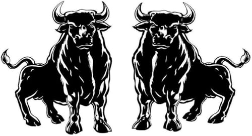 2 böse Stiere Bullen 20cm je Stier Aufkleber,Autoaufkleber,Lack,Scheibe,Wand, UV& Waschanlagenfest Profi Qualität UV& Waschanlagenfest,Profi Qualität