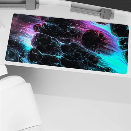 Tapis de Souris XXL Liquide Noir Grand Tapis de Souris Gamer 1000x500x2mm Gaming Mousepad avec Base en Caoutchouc Antidérapant Améliore la précision et la Vitesse