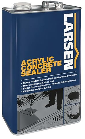 Nassboards Larsen Acrylic Concrete Sealer 5L - Solvent-Based, Hardwearing Acrylic Sealer for Cement & Concrete Surfaces, Providing a Resilient, Waterproof Sealant Enamel - Colourless Concrete Sealer