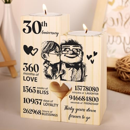 30th Anniversary Wedding Gifts for Wife or Husband, Couples Gift Candlestick, Thirty Years Wedding Anniversary Presents for Her, Him, Parents, Women,Mum and Dad