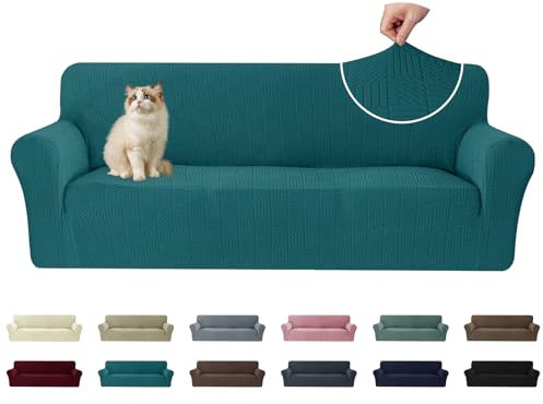 Ystyle Housse de Canapé 3 Places(180-230cm) avec Accoudoirs, Universelle Couvre Canapé Extensible, Sofa Cover Lavable Antidérapante, Housses Meubles Protection pour Chiens et Chats, Vert Foncé