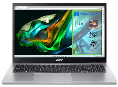 Acer Aspire 3 15 A315-44P-R4AP PC Portatile, Notebook, Processore AMD Ryzen 5 5500U, RAM 16 GB DDR4, 512 GB PCIe NVMe SSD, Display 15.6 FHD LCD, Scheda Grafica AMD Radeon, Windows 11 Home, Silver