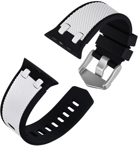 Anbeer Banda incisa a scacchiera bicolore compatibile con i cinturini per Apple Watch, cinturino sportivo in silicone morbido ed elegante per iWatch Serie Ultra/Ultra2/9/8/SE/7/6/5/4/3/2/1