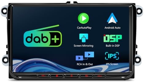 XTRONS 9 Zoll Android 14 Autoradio Octa Core 4GB 64GB Eingebauter DAB+ 4G Car Play Android Auto AKM DSP WiFi Bluetooth GPS USB Optional OBD DVR TPMS für Volkswagen SEAT Skoda