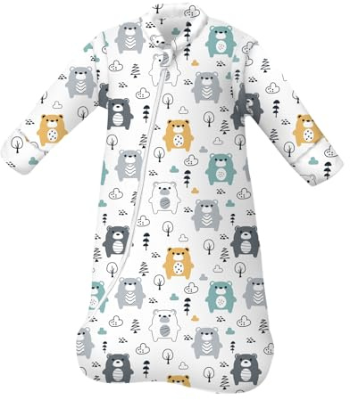 MIKAFEN Baby Schlafsack 3.5 Tog Winter Langarm von Geburt bis 4 Jahre alt | 100% Baumwolle ,Abnehmbare Ärmel vollständig，Umhüllten Beinen ,Maschinenwaschbar