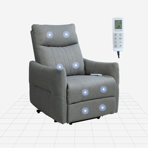FLEXISPOT Elektrischer Relaxsessel, Massagesessel, Aufstehsessel, Schlafsessel, Fernsehsesssel, Liegesessel mit Aufstehhilfe, Heizfunktion (HELLGRAU)
