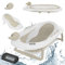 Primabobo Faltbar Babybadewanne, Große Babywanne faltbar, Kinderbadewanne mit Badesitz, für Babys von 0-36 Monaten (Ola Beige (Badesitz, Thermometer), Faltbare Babybadewanne)
