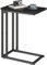 Yusong C Shaped End Table, Couch Side Table That Slide Under Sofa Bed for Small Spaces, Skinny Overbed Table, Coffee Drink Snack Table for Living Room, Black Oak