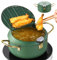 Bote japonesa fritura de hierro fino, 4.7 profundas verdes freidora bote con termómetro Fahrenheit, antiadherente freidora de aceite limpio y fácil para tempura tempura camarones de pescado de pollo,