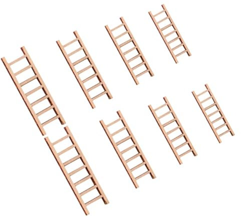 JOINPAYA 8pcs Wood Miniature Wood Ladder Garden Ornament Ladder Miniature Wooden Ladder Wood Tiny Furniture