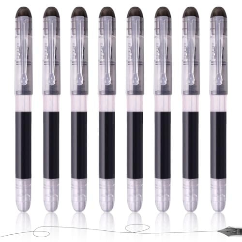 Ormromra 8PCS Fountain Pen Ink, Black Ink Disposable Fountain Pens, 0.5 mm Fine Nib Fountain Pen, Quick Drying Fountain Pen, Smooth Writing Pen Gift for Sketching, Journaling, Calligraphy