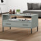 SXJEQOC Couchtisch Oslo mit Metallbeinen, Grau, 85x50x45 cm, Massivholz, Beistelltisch mit Schublade und Stauraum, Robuste Tischplatte, Wohnzimmer Möbel