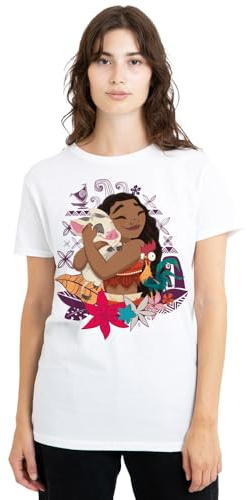 Disney Moana Pua HEI HEI Love Damen T-Shirt, Weiß, S