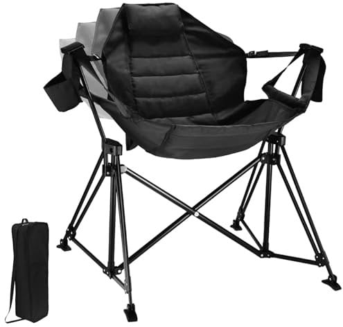 Klappbarer Schaukelstuhl, unterstützt bis zu 136 kg, dreieckige feste Struktur, Multi-Winkel-Liege für Camping, Strand, Angeln