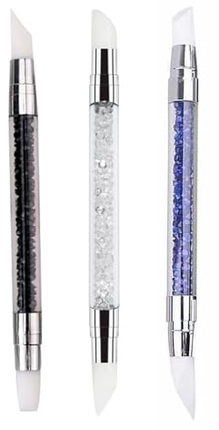 3-Piece Dual Tipped Silicone Nail Art Brushes for Gel Sculpting and Design