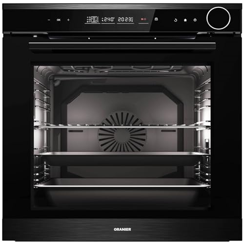 Oranier Einbau Backofen Dampf-Funktion EBD830 - autarker Pyrolyse Elektro-Ofen & 3 Teleskopvollauszüge für 3 Ebenen & Touch Control & 14 Programme
