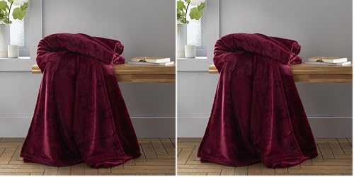 Catherine Lansfield Extra Large Raschel Velvet Touch 200X240cm Throw Red, DS/52645/W/200240/RE (Pack of 2)