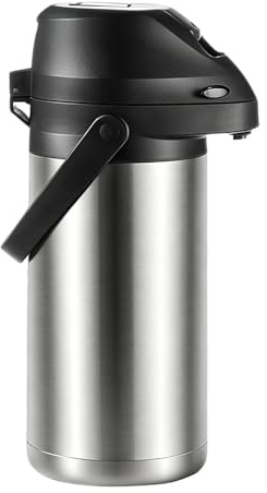 Jarra Térmica Con Bomba | Acero Inoxidable 1900ml Plata Gran Capacidad Dispensador Presión | Termo Agua Caliente | Conserva Calor Café Camping Cocina Uso