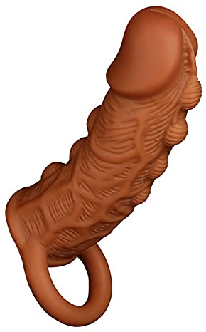 SXOVO Funda para pene con anillo para testículos, funda extensora de pene, juguete sexual para hombres para aumentar la erección