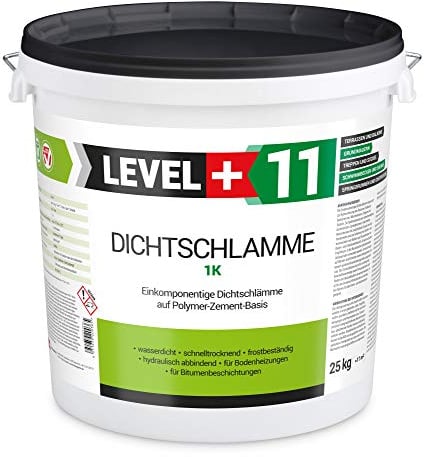 Dichtschlämme 1K 25kg, Abdichtung, Trockener Keller, Fundamentwände, Balkone, Terrasse, Dichtungsschlämme RM11