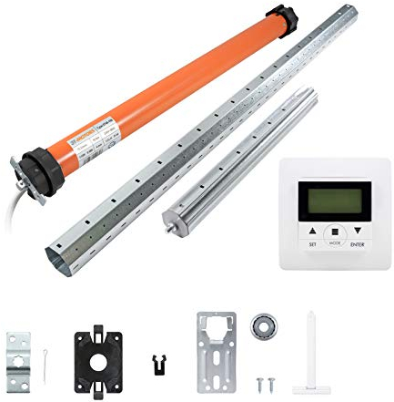 3T-MOTORS Rollladenmotor Komplettset mit Zeitschaltuhr, SW60 Welle 1,50 m, 3T45-10B (Zugkraft 10 Nm/25 kg) mit elektronischen Endschaltern, einfache Montage mit Zubehör, Rollladenantrieb