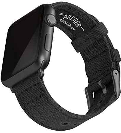 Archer Watch Straps - Cinturini in Tela per Apple Watch (Nero, Grigio Siderale, 44/45/46/49mm)