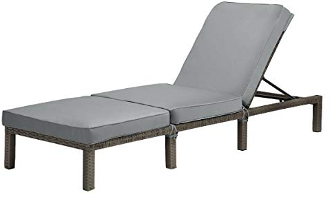 SVITA Peach Gartenliege Sonnenliege Polsterauflage Klappbar Polyrattan Grau