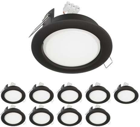 ledscom.de 10x LED Einbaustrahler Zobe II flach GX53 anthrazit matt rund 6,105W 560lm 107mm Ø Lochkreis 90mm Ø