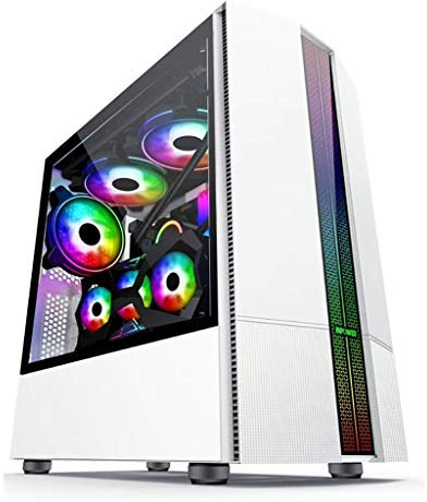 HDYD Boitier ATX Blanc Gaming Case, Gaming Mid-Tour Boîtier PC M-ATX/ITX - E/S Avant USB 3.0 Port Panneaux -Transparent - 8 Side Fan Position - Prêt À l'eau De Refroidissement