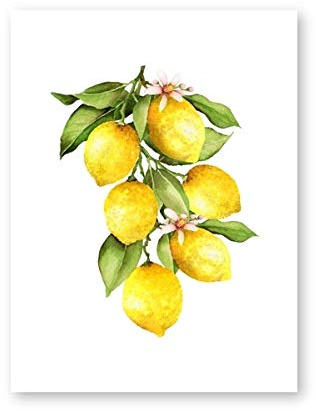 DASS Leinwand-Malerei Zitrone Ölgemälde auf Leinwand Bild von Obst auf Lemon Branch, Kunst Familienzimmer Poster, for Küchen-Wand-Dekoration Kein Rahmen (Size : 40x50cm No Framed)