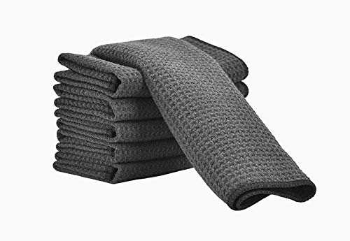 Aniease Toallas de secado de platos, toalla de cocina de microfibra súper absorbente, secado rápido, tejido gofre, juego de 6 paños de limpieza (gris, 30 cm x 30 cm)