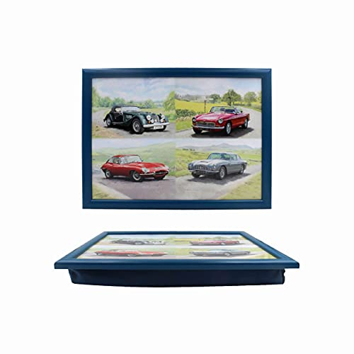 Lesser & Pavey Classic Cars Laptray | Bean Bag Trays With Padded Cushion | Suitable For Drinks, Food, Breakfast & Laptop | Lovely Designed Lap Tray For Home & Office