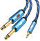EMK Cable AUX 3,5 mm a Doble 6,35 Cable Audio Estéreo Teléfono, Computadora, Mezclador, Altavoz, cable Amplificador Cable Adaptador de canal L & R de 6,35 mm (3 metros)