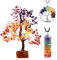 YATSKIA Arbre en cristal des sept chakras – Article Feng Shui fait à la main – Bonsaï en fil de cuivre – Pierres naturelles – Collier arbre de vie et chakra – Arbre à monnaie – Roches et cristaux