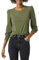 Amazon Essentials Women's Long-Sleeve Crewneck Smocked Cuff T-Shirt, Olive, S
