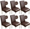 Bestenrose Stuhlhussen 6er/4er PU Leder Stuhlbezug wasserdichte Stretch Esszimmer Stuhlüberzug Stretch Stuhl Husse Universell Stuhlhussen Haus Büro Restaurant (6-Stück, Kaffee)